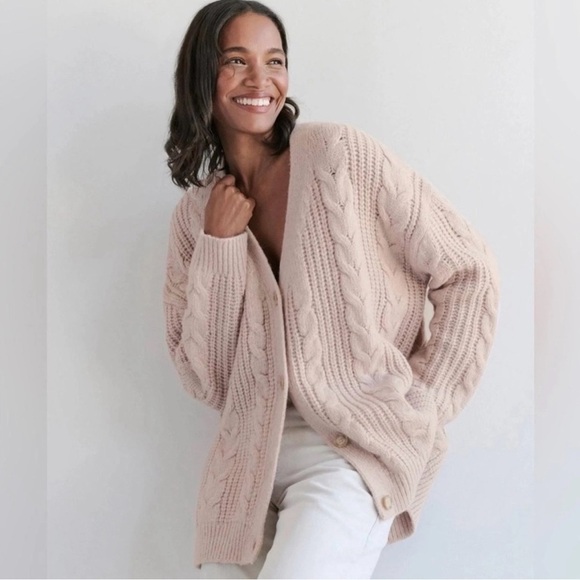 Jenni Kayne Sweaters - Jenni Kayne NWT Cable Cocoon Cardigan Pink Blush Size XS